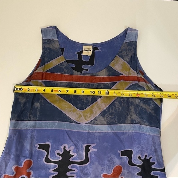Unique Funky Aztec Inspired Rayon Blue Sleeveless Boho Travel Dress One Size - Picture 4 of 6